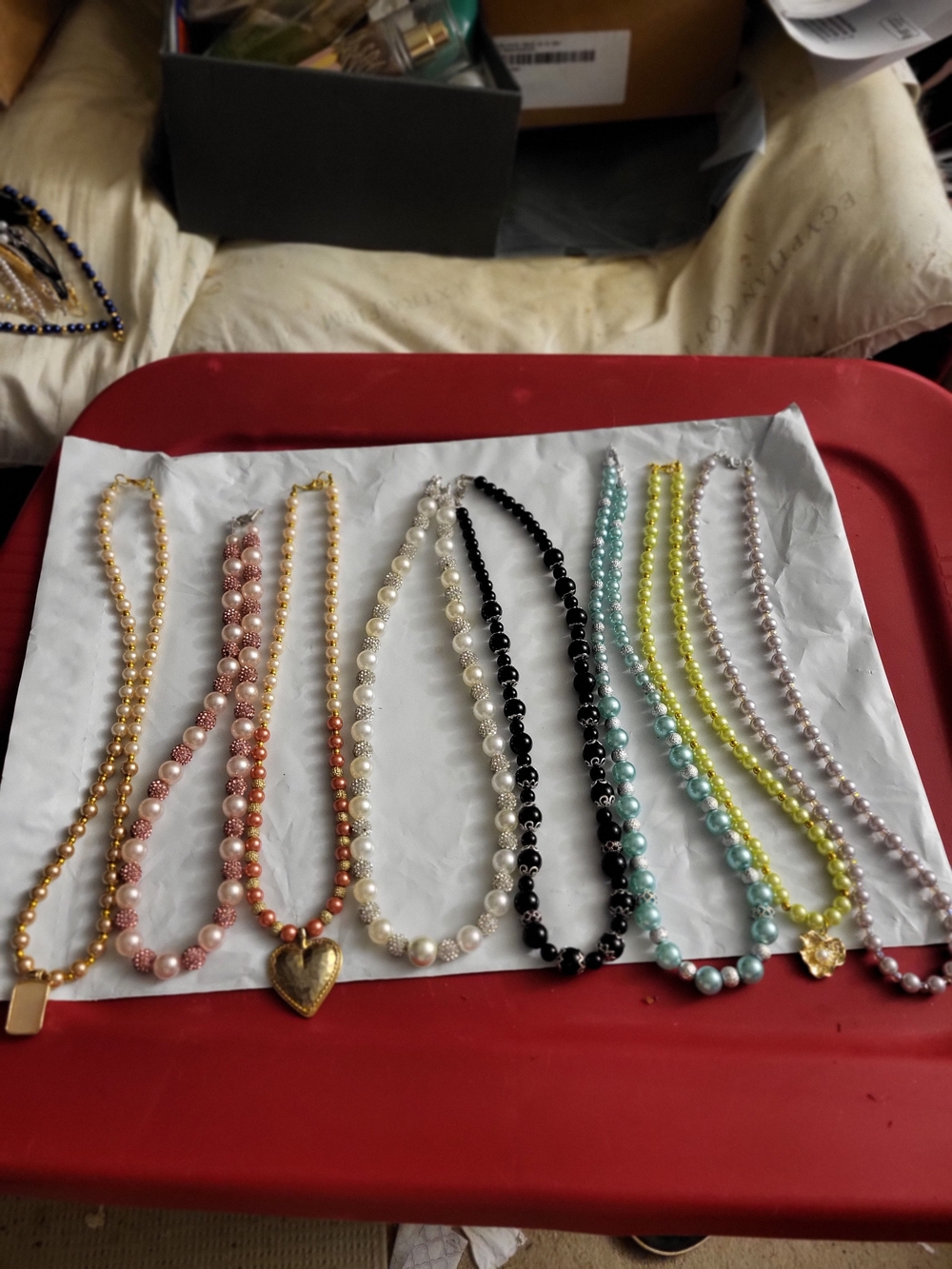8ct Classic Faux Pearl and Bead Necklace Set - Multi-Color 20in To 24inlong